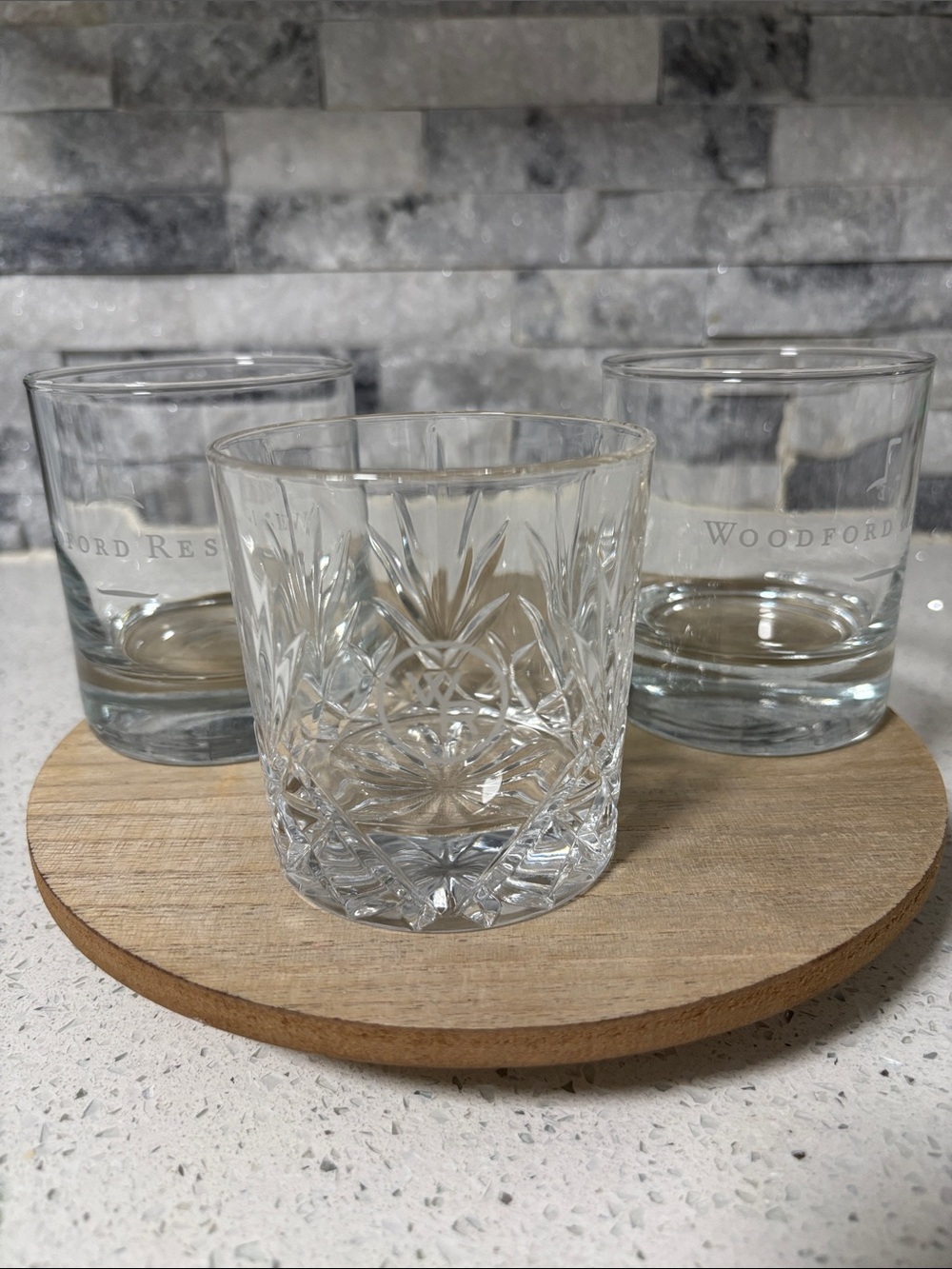 Woodford Reserve Glass Bourbon Whiskey   Lowball On The Rocks Glasses Set of 3